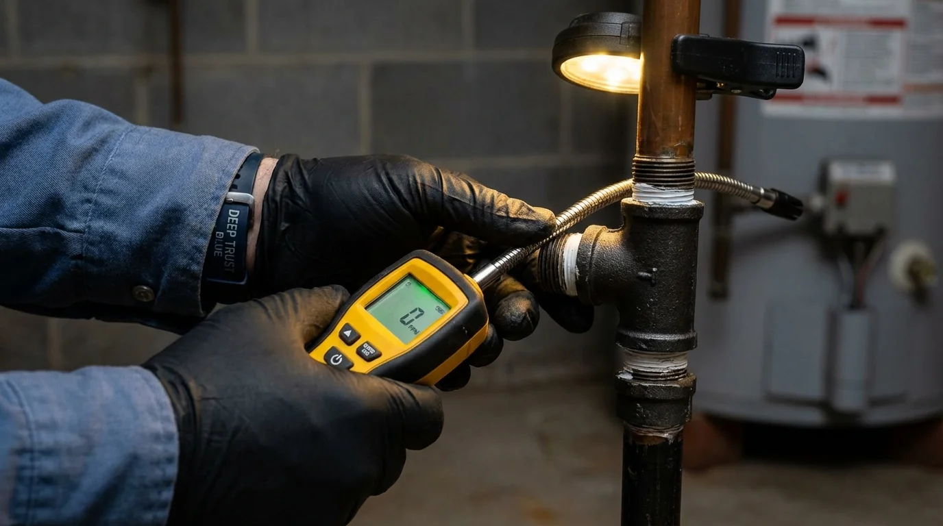 Gas leak detection with electronic sniffer by Johns Plumbing LLC in Cashmere