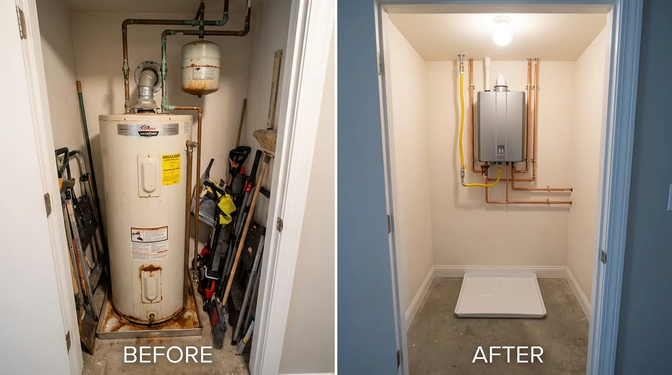 Tank water heater versus wall-mounted tankless unit comparison for Cashmere, WA homeowners